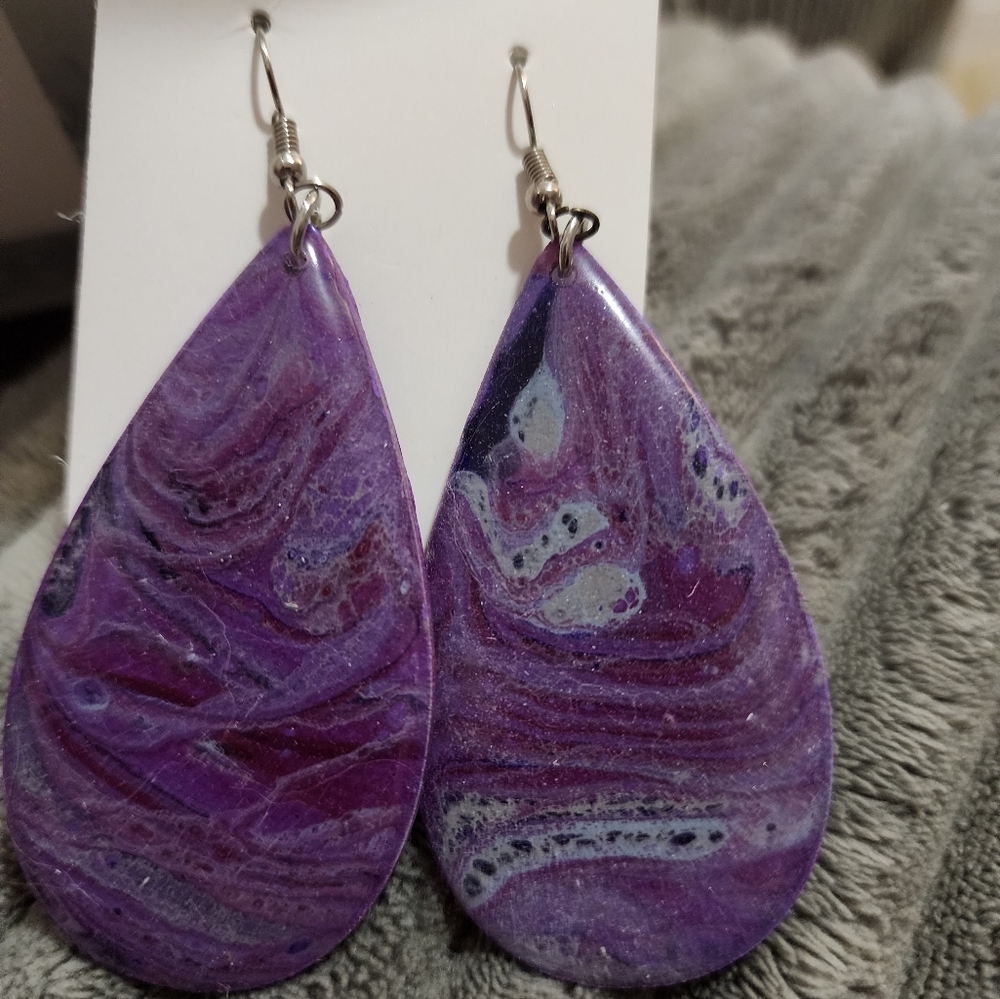 Hand painted wooden earrings